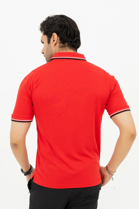 M - Polyester Polo - Red